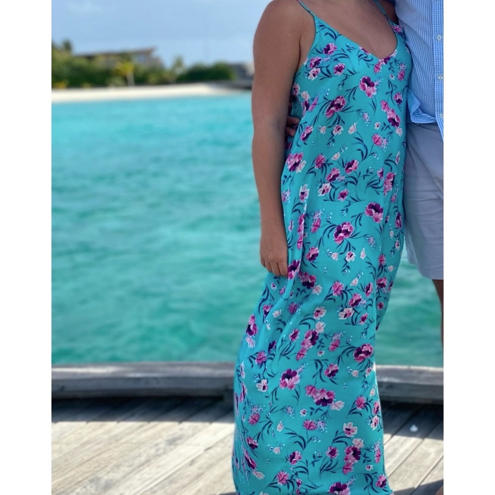 Blue Floral Maxi Dress Size S/M